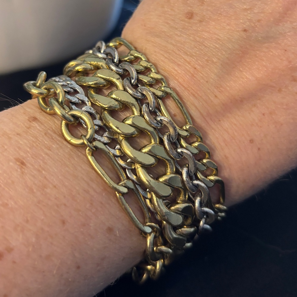 Silpada K&R Multi Chain Bracelet Mixed Metal Magnetic Clasp